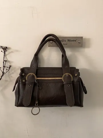 Vrouwen Retro PU Leer Schoudertas Minimalistisch Boston Handtas Minimalistische Kussen Tas Straat Trend Voor Dagelijks