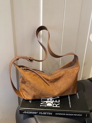 Borsa Hobo in Camoscio da Donna Grande Capacità Borsa a Spalla Retrò Borsa a Tracolla in PU Satinato Borsa Casual per Donna