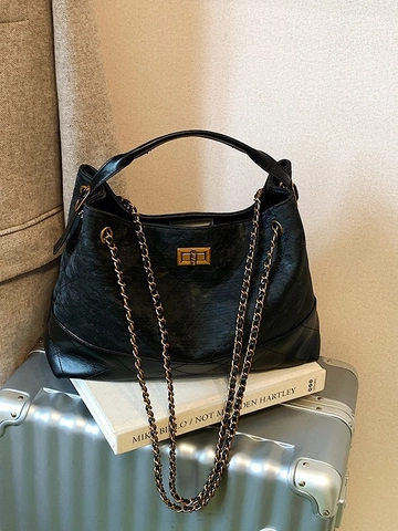 Borsa Tote a Catena Trapuntata Vintage Per Donna Grande Capacità Pelle PU Giunzione Borsa a Tracolla Autunno Inverno