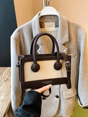 Sac Bandoulière Rétro en Cuir PU pour Femmes Petit Sac à Main Carré Minimaliste Polyvalent Sac à Épaule Avec Fermeture Éclair