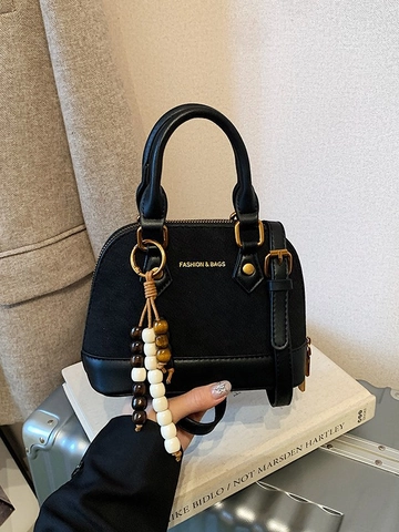 Sac à Épaule en Cuir PU pour Femme Design Coquille Patchwork Vintage avec Charme de Perles Sac à Bandoulière Décontracté Quotidien