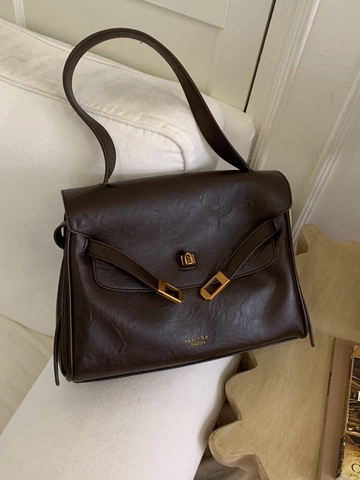 Women Retro PU Leather Tote Bag Minimalist Korean Style Shoulder Bag With Metal Lock Office Commuting Handbag For Daily Use