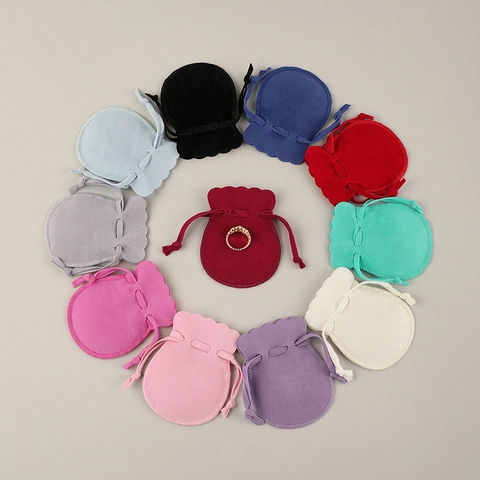 Sacchetto per Gioielli in Velluto con Coulisse Forma di Zucca Bordo Ondulato Morbido Sacchetto Regalo in Flanella per Collana Anello Orecchini Custodia Protettiva