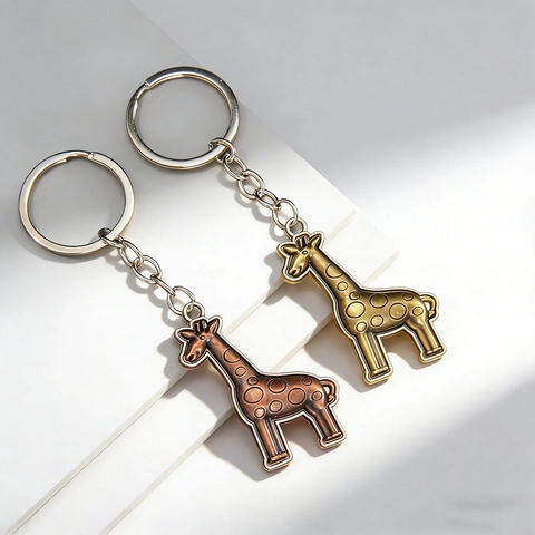 Portachiavi Vintage a Forma di Giraffa in Metallo Ciondolo Animale in Lega Bronzo Antico Giraffa Maculata per Borse e Zaini