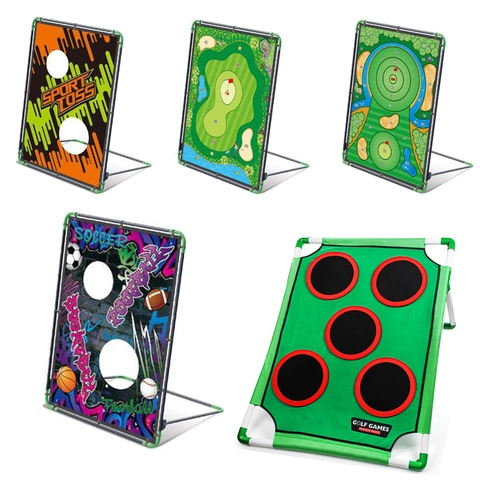 Kids Golf Chipping And Throwing Game Toy Indoor Outdoor Portable Target Practice Interactive Sports Flannel PVC