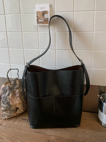 Vintage Minimalistische PU Leder Beuteltasche Für Damen Große Kapazität Schultertasche Umhängetasche Fashion Pendeltasche Handtasche