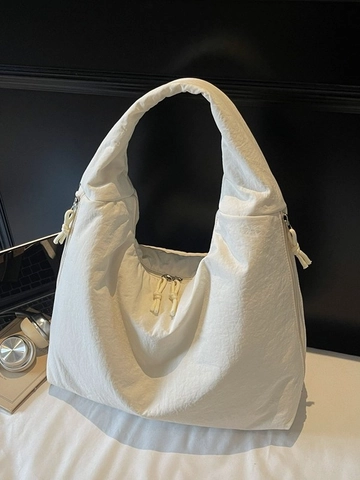 Bolso de Hombro de Nailon Casual para Mujer Minimalista Color Sólido Bolso Tote Grande Ligero Bolso Hobo Plissettato para Diario