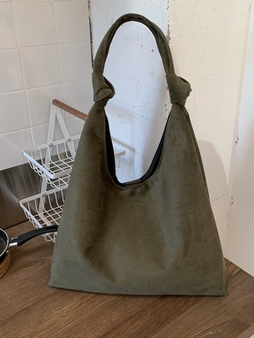 Sac Fourre-tout de Grande Capacité pour Femmes Sac à Épaule en Cuir PU à Texture Daim avec Nœud Sac Rétro sous l'Aisselle pour Trajets Quotidiens