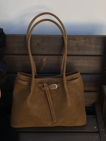 Damen Vintage Matte PU Leder Große Kapazität Tote Bag Minimalistische Metallschnalle Umhängetasche Casual Pendler Achseltasche