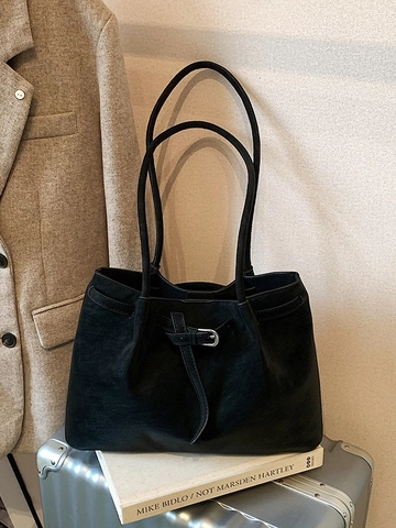 Damen Vintage Matte PU Leder Große Kapazität Tote Bag Minimalistische Metallschnalle Umhängetasche Casual Pendler Achseltasche