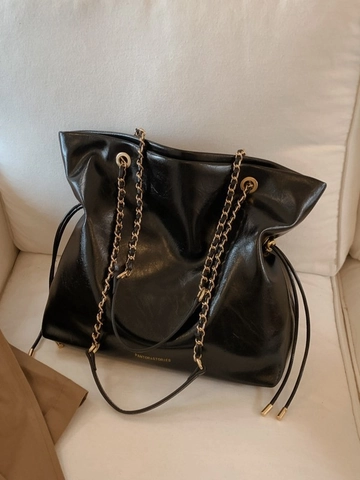 Borsa Tote da Donna in Pelle PU Grande Capacità Minimalista Catena Coulisse Borsa a Tracolla Urban Daily Moda Borsa a Mano