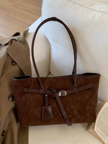Damen Retro Große Kapazität PU Leder Tote Bag Minimalistisch Koreanischen Stil Schultertasche Mit Metallschnalle Für Büro