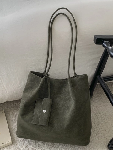 Grand Sac Fourre-Tout Vintage en Similicuir PU Mat pour Femmes Sac à Épaule Minimaliste Rétro Avec Pochette Décontracté