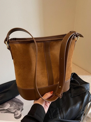 Sac Seau en Cuir PU Mode Épissage Grande Capacité Rétro Épaule Sac à Bandoulière Réglable Navettage Urbain pour Femmes
