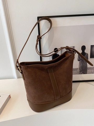 Sac Seau en Cuir PU Mode Épissage Grande Capacité Rétro Épaule Sac à Bandoulière Réglable Navettage Urbain pour Femmes