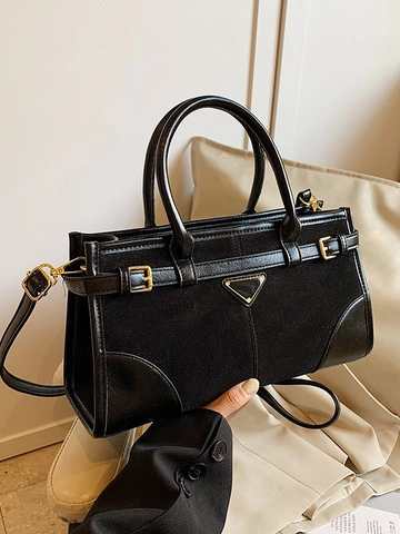 Bolso de Hombro de Cuero PU Mate Vintage para Mujer Patchwork Casual Niche Bolso de Bandolera Bolso de Mano Trabajo