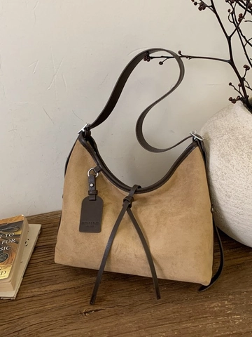 Retro Suede Underarm Bag For Women Minimalist Hobo Shoulder Bag With Adjustable Strap Large Capacity Tote Handbag Vintage Style