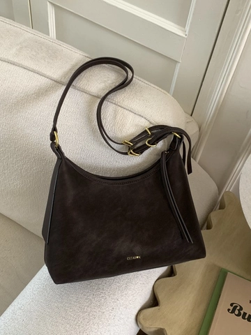 Borsa a Tracolla Hobo in Pelle PU Minimalista da Donna Borsa da Sottobraccio Vintage Retro Tinta Unita per Pendolari