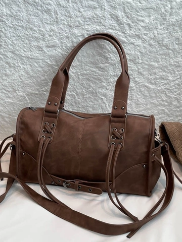 Damen Vintage PU Leder Boston Tasche Große Kapazität Handtasche Mit Kreuzschnürung Lange Quasten Matte Schultertasche