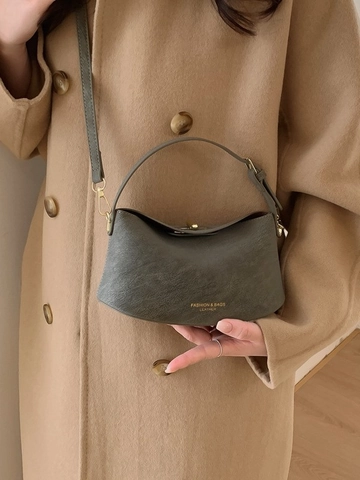 Bolso de Hombro de Cuero PU Minimalista Vintage para Mujer Bolso de Mano de Color Sólido con Herrajes Dorados Correa Ajustable Diario