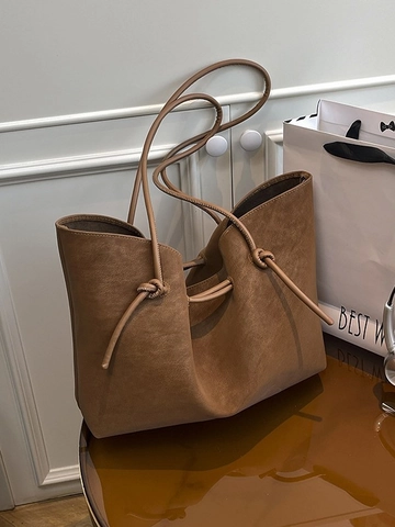 Borsa Tote Donna Grande Capacità Pelle PU Minimalista Finitura Opaca Borsa a Spalla Con Pochette Interna Casual Commuter