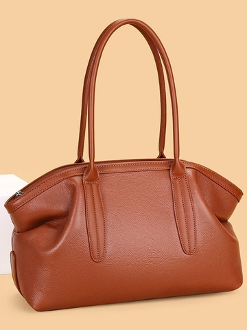 Sac Fourre-tout en Cuir PU Grande Capacité pour Femmes Rétro Simple Sac à Épaule Navettage Motif Litchi avec Fermeture Éclair
