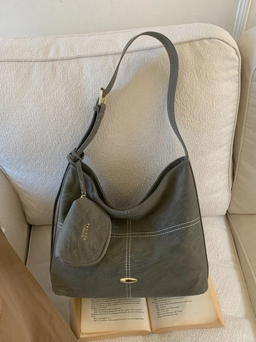 Sac Cabas Grande Capacité pour Femmes Rétro Minimaliste en Cuir PU Sac à Bandoulière Avec Sac Secondaire Surpiqûre Travail