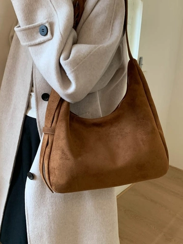 Damen Suede Textur PU Leder Umhängetasche Große Kapazität Minimalistische Hobo Tote Retro Unterarmtasche Für Den Alltag