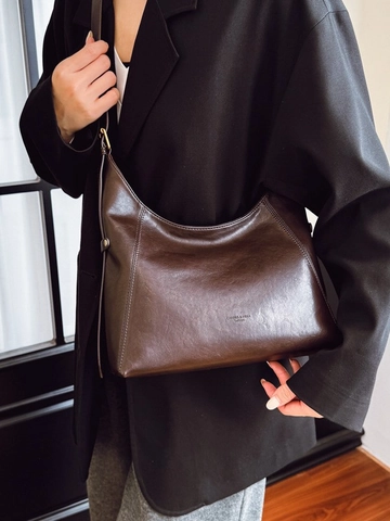 Große Kapazität Damen PU Leder Hobo Umhängetasche Minimalistische Eimer Schultertasche Vielseitige Pendler Tote Mit Reißverschluss