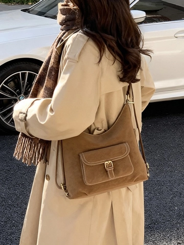 Women Retro Large Capacity PU Leather Hobo Bag Multi-functional Shoulder Bag And Backpack Casual Solid Color Tote Handbag