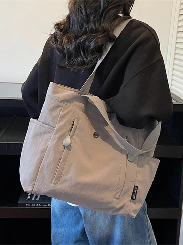 Waterproof Polyester Cotton Tote Bag For Women Large Capacity Multi-Pocket Shoulder Handbag For Commuting Casual Tote Bag