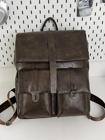 Zaino Retro in Pelle PU per Donna Grande Capacità Multi-Tasca Tendenza di Strada Moda Viaggio Scuola Borsa Con Fibbia in Metallo