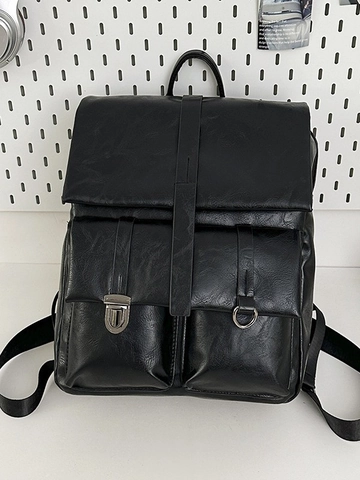 Zaino Retro in Pelle PU per Donna Grande Capacità Multi-Tasca Tendenza di Strada Moda Viaggio Scuola Borsa Con Fibbia in Metallo