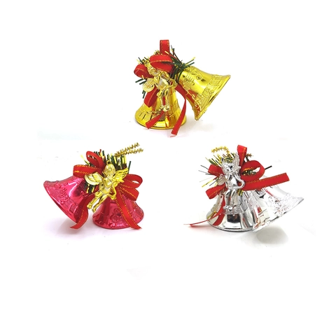 Campane di Natale Decorazione in Plastica Galvanizzata Ornamenti da Appendere All'albero Con Fiocco Angelo per Casa Festa