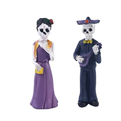 Day Of The Dead Skeleton Couple Figurines Mexican Sugar Skull Musician Groom Bride Resin Statues Halloween Decor Gifts