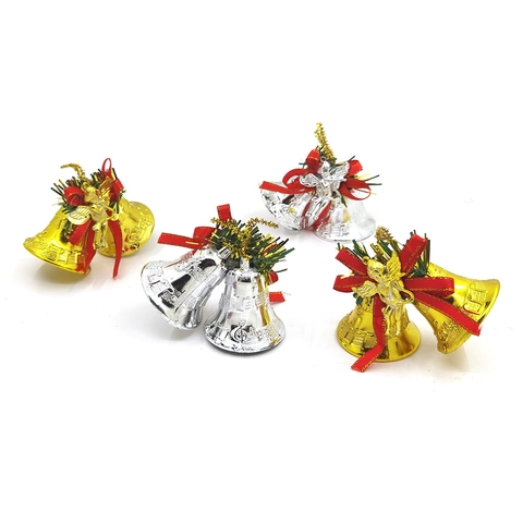 Campane di Natale Decorazione in Plastica Galvanizzata Ornamenti da Appendere All'albero Con Fiocco Angelo per Casa Festa