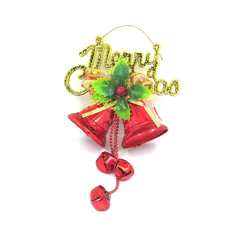 Decoración Colgante de Campana Merry Christmas Con Hojas de Acebo Bayas Lazo Campanas Para Árbol de Navidad y Hogar Festivo