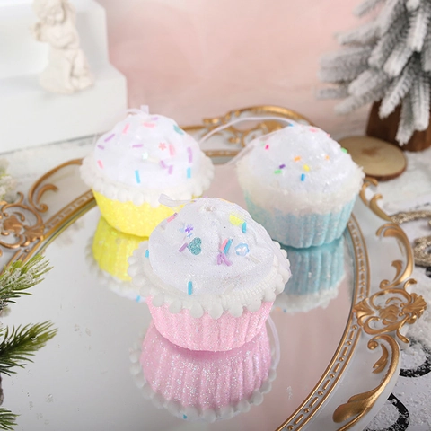 Lindos Adornos de Navidad de Espuma con Purpurina Postre Cupcake Rosquilla Helado Decoraciones Colgantes para Árbol de Navidad