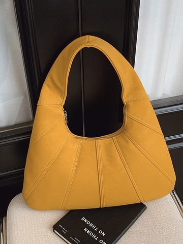 Borsa Sottospalla a Mezzaluna in Pelle PU da Donna Minimalista Pieghettata Hobo Bag Grande Capacità Cerniera Borsa a Tracolla Pendolare Quotidiana