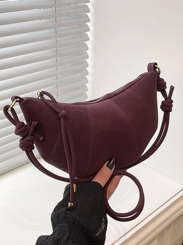Minimalistische Wildleder Croissant Umhängetasche Für Damen Mode Knotengurt Schultertasche Retro Halbmond Form Hobo Tasche
