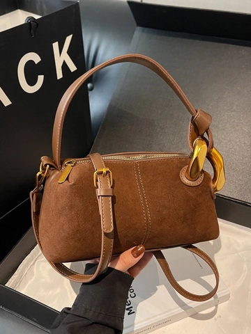 Damen Mode PU Leder Boston Kissen Tasche Mit Goldner Kettendekoration Urban Schlicht Casual Umhängetasche Handtasche