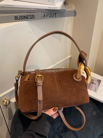Damen Mode PU Leder Boston Kissen Tasche Mit Goldner Kettendekoration Urban Schlicht Casual Umhängetasche Handtasche