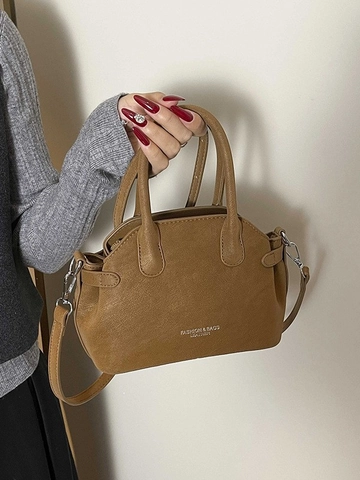 Fashion PU Leather Handbag For Women Vintage Letter Print Crossbody Bag Small Shoulder Bag Adjustable Strap Korean Style