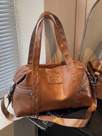 Borsa Tote Retrò da Donna Grande Capacità Pelle PU Morbida Borsa a Tracolla da Viaggio Con Tracolla Regolabile Occhielli