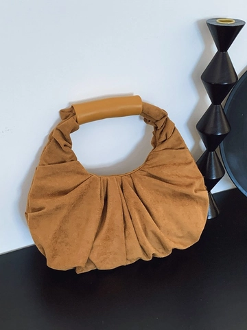 Women Vintage Pleated PU Leather Handbag Urban Minimalist Solid Color Underarm Bag Fashion Hobo Shoulder Bag For Daily Use