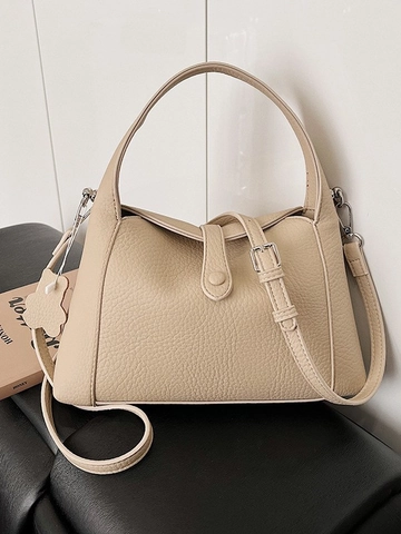 Bolso de Axila de Cuero PU Retro para Mujer Textura Litchi Bolso de Hombro Relajado Bolso de Mano de Moda Gran Capacidad para Viaje Diario