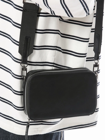Bolso Bandolera Cuadrado de Cuero PU Minimalista para Hombres Mujeres Color Sólido Pequeño Bolso de Hombro con Correa Ajustable Casual