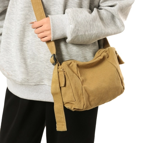 Bolso de Axila de Lona Casual Simple Para Mujer Color Sólido Bolso de Hombro Versátil Con Correa Ajustable Bolso Mensajero