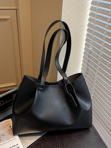 Bolso Tote de Cuero PU Urbano Minimalista Gran Capacidad Detalles Costura Bolso de Hombro Bolso de Axila Mujer Conmutación Compras