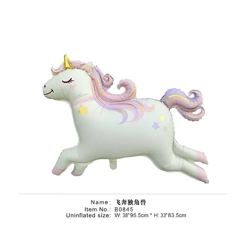 Globo de Película de Aluminio Unicornio Galopante Mate Estilo INS Animal de Dibujos Animados para Decoración de Cumpleaños